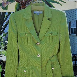 VINTAGE Tahari Lime Green/Peridot  Blazer with Belt EUC Sz 10